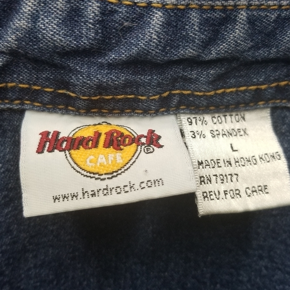 Hard Rock Cafe Vintage Fitted Jean Jacket EUC PTP 18.5 - Picture 6 of 10